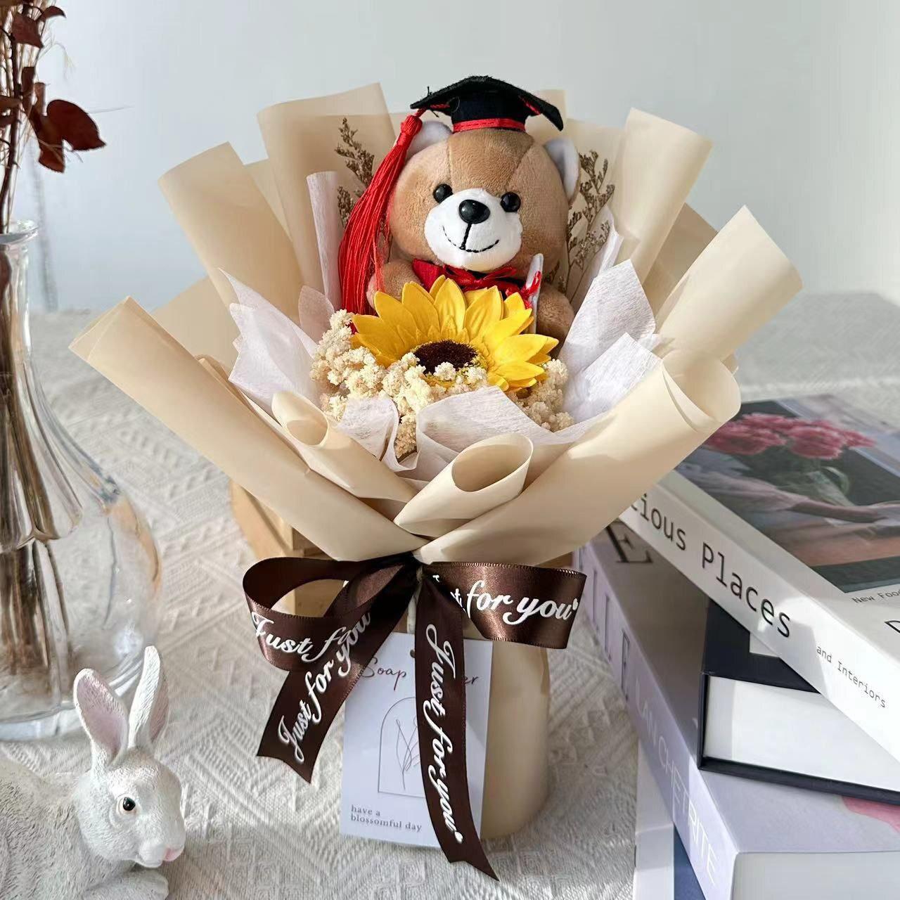 Cap and Gown - Soap Flower Fusion Bouquet-Soap Flower-1 stalk-Yellow-2-De Fairy Tales