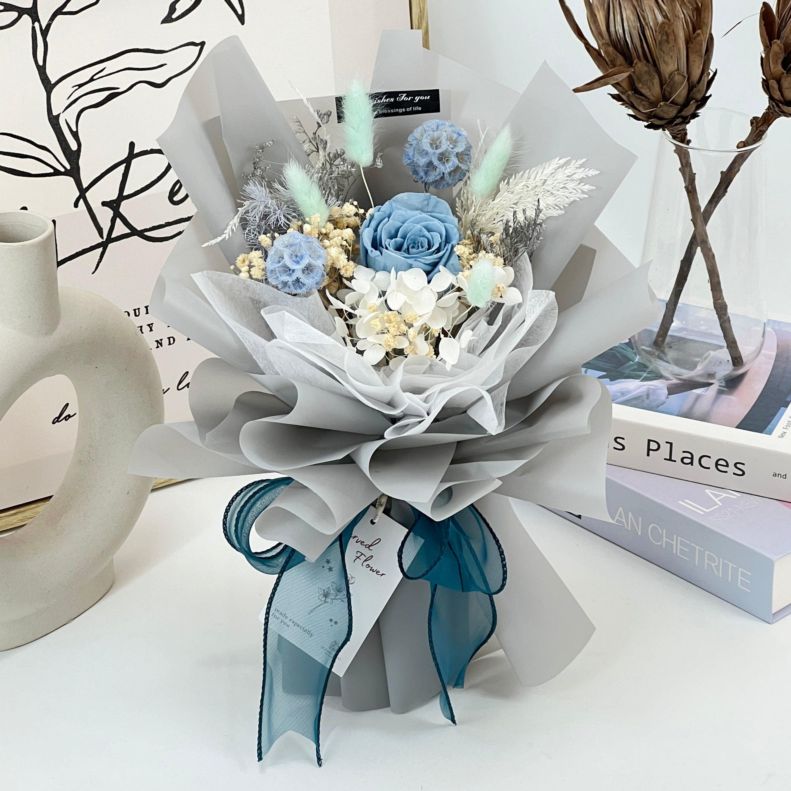 Eden - Preserved Flower Bouquet-Preserved Flower-1 stalk-Blue-1-De Fairy Tales