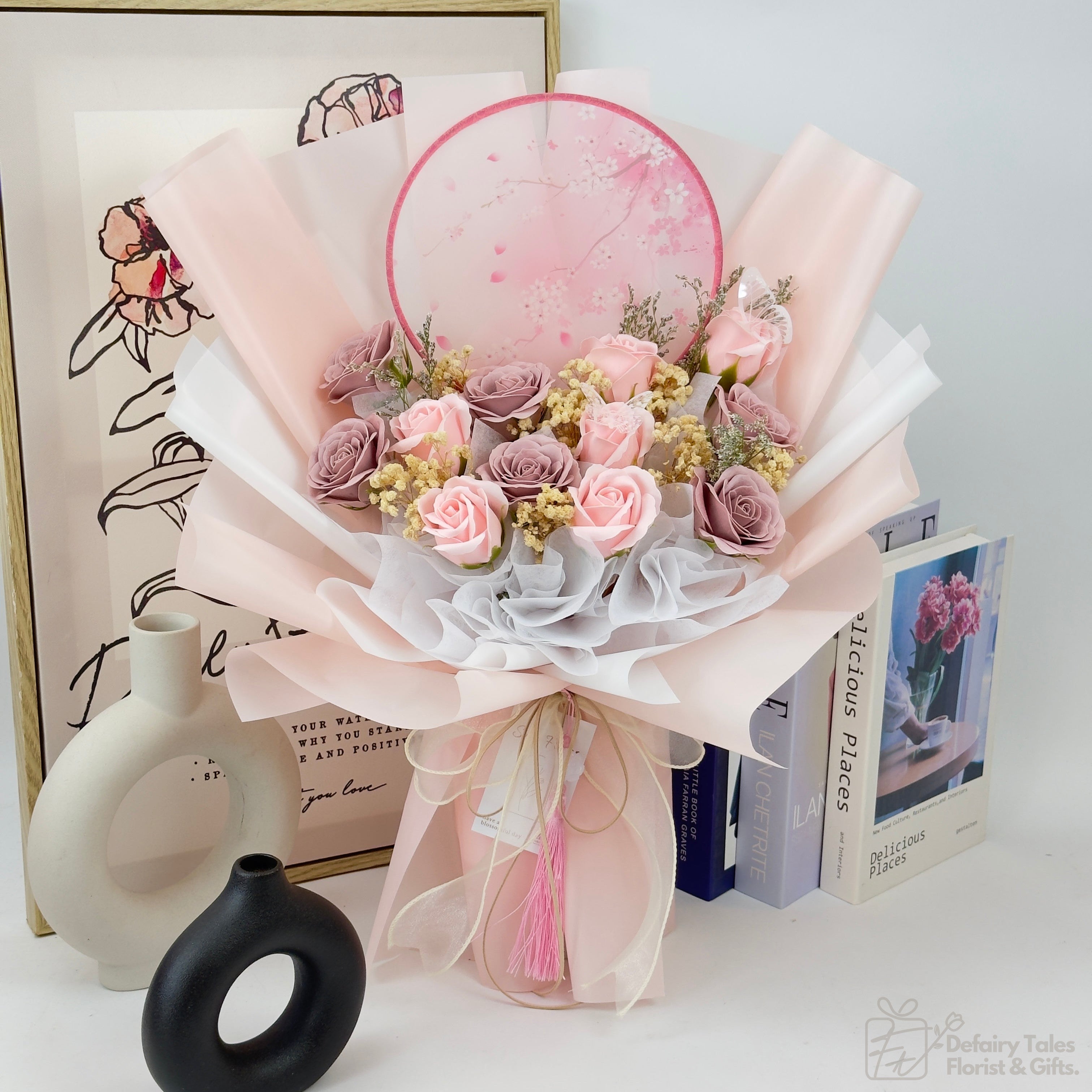 Enchanted Garden - Soap Flower Bouquet-Soap Flower-12 stalks-Pink-De Fairy Tales