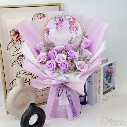 Enchanted Garden - Soap Flower Bouquet-Soap Flower-12 stalks-Purple-De Fairy Tales