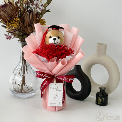 Graduate's Glory - Preserved Flower Fusion Bouquet-Preserved Flower-S-Red-De Fairy Tales