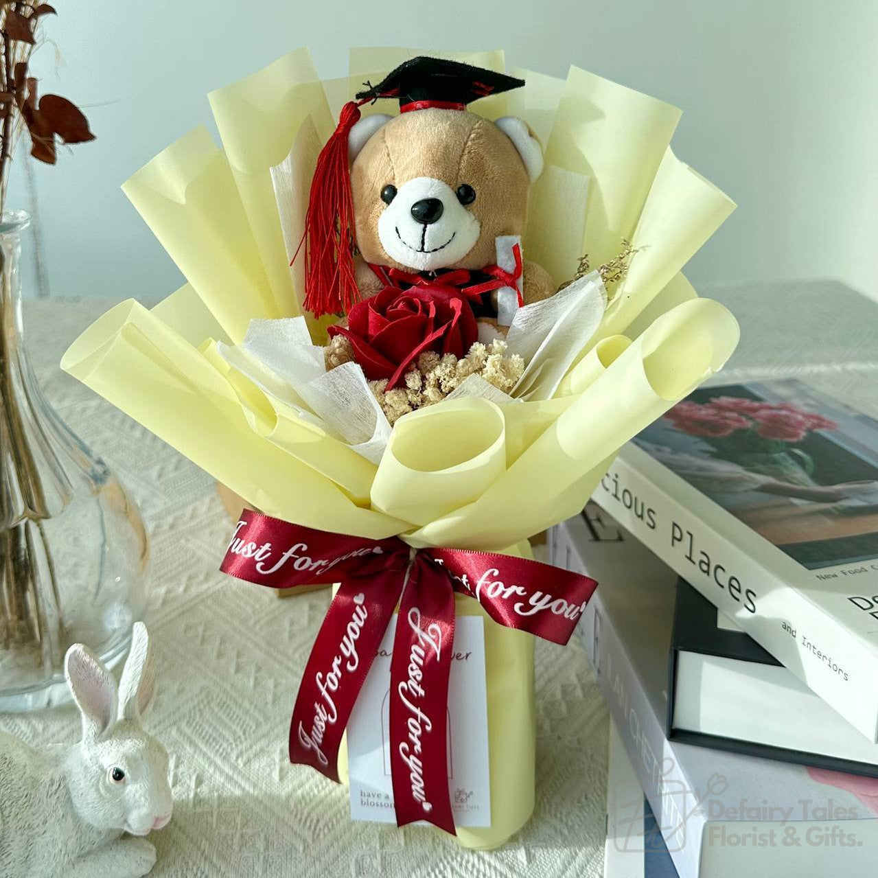 Graduation Glory - Soap Flower Fusion Bouquet-Soap Flower-1 stalk-Red-2-De Fairy Tales