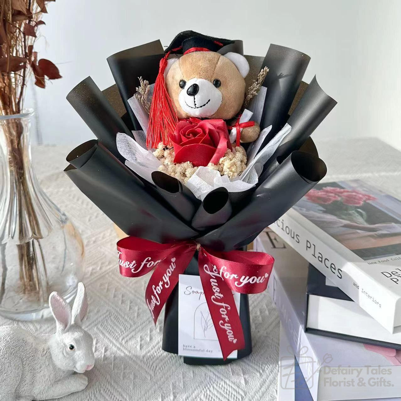 Graduation Glory - Soap Flower Fusion Bouquet-Soap Flower-1 stalk-Red-1-De Fairy Tales