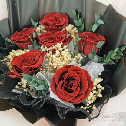 Idyll - Preserved Flower Bouquet-Preserved Flower-6 stalks-Red-De Fairy Tales