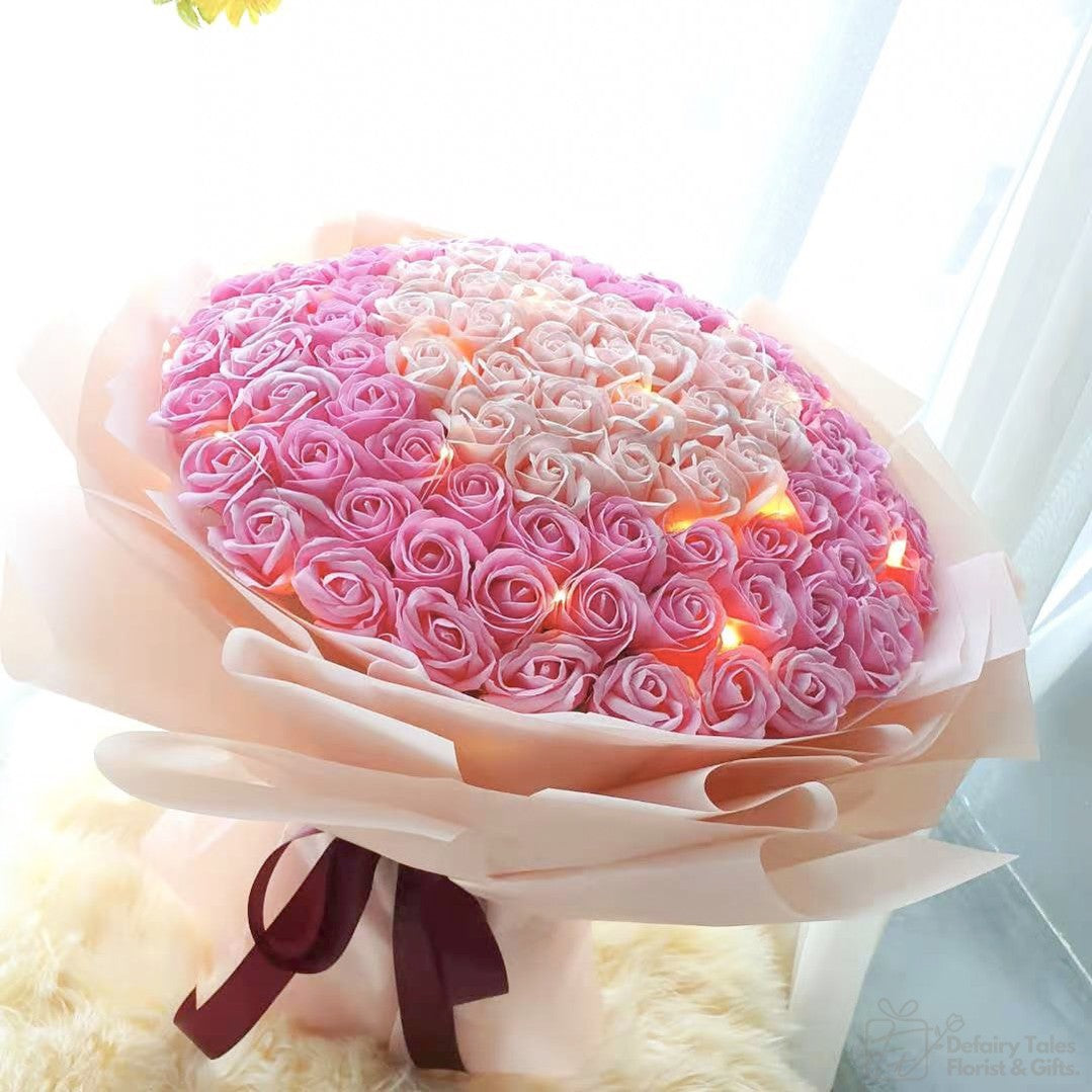 Infinite Devotion - Soap Flower Bouquet-Soap Flower-99 stalks-Pink-De Fairy Tales