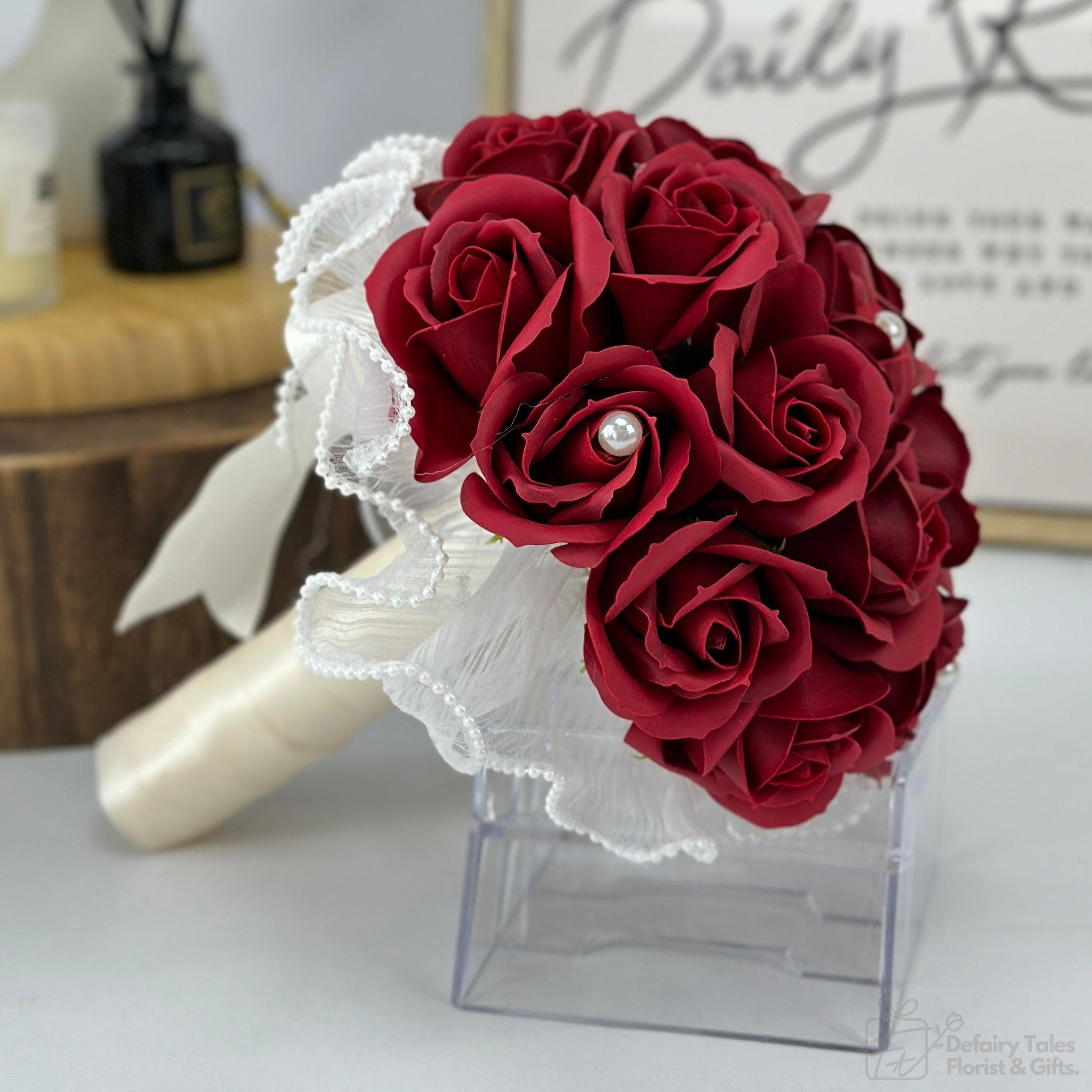 Love Medley - Soap Roses Bridal Bouquet-Soap Flower-18 stalks-Red-1-De Fairy Tales