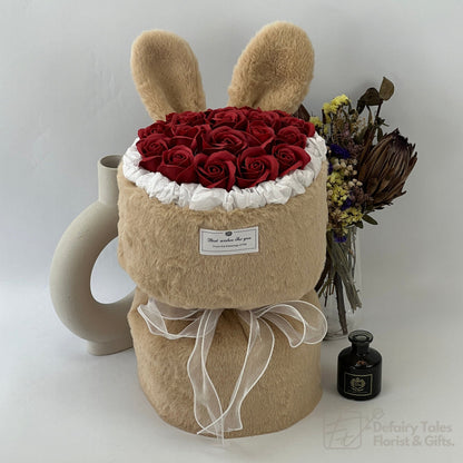 Lovely Bunny - Soap Flower Bouquet-Soap Flower-19 stalks-Red-2-De Fairy Tales