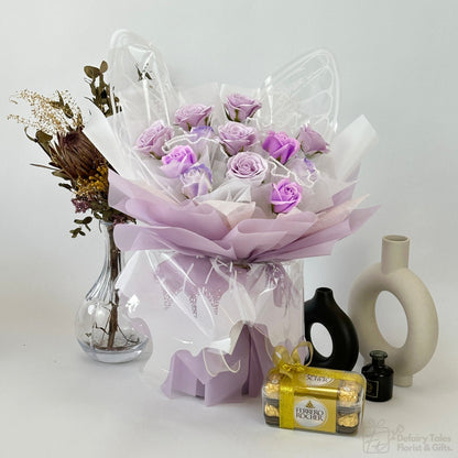 Wing Of Affection - Seven Layer Soap Flower Bouquet-Soap Flower-12 stalks-Purple-1-De Fairy Tales